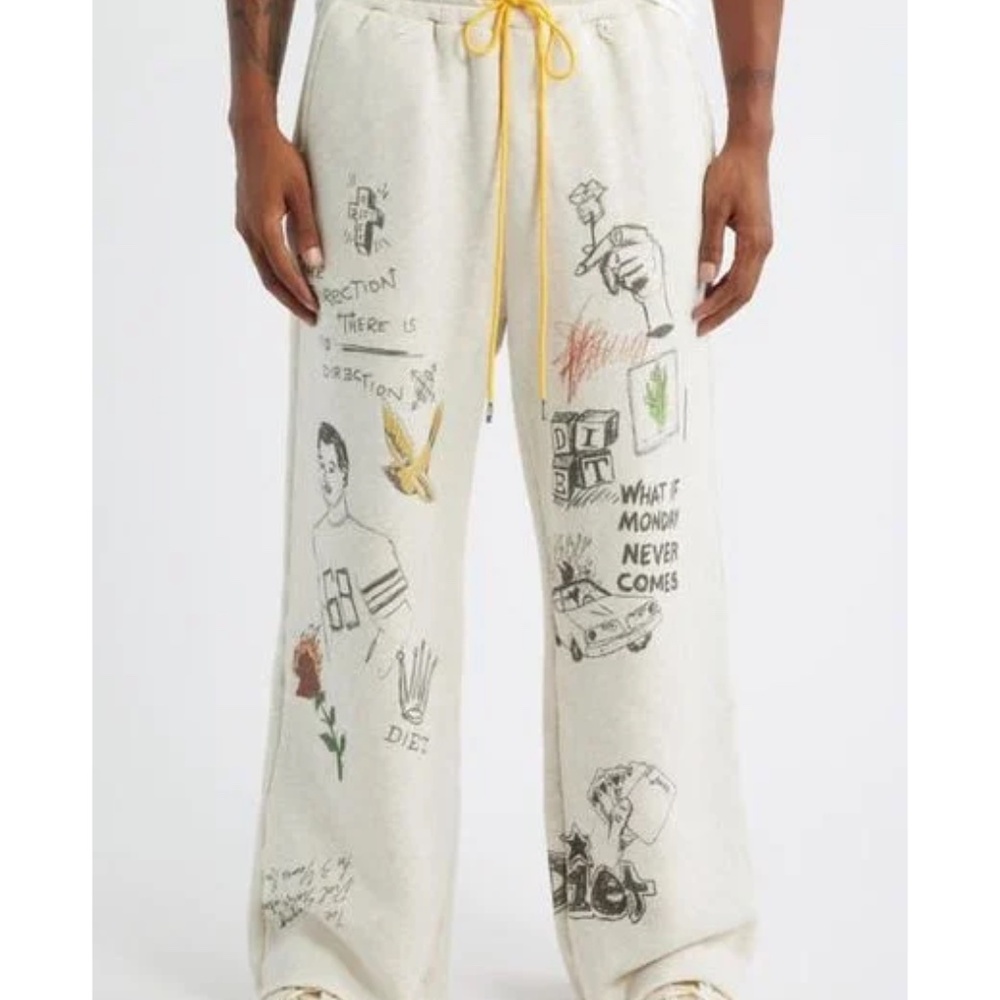 DIET STARTS MONDAY Doodle Wide Leg Sweatpants - size large